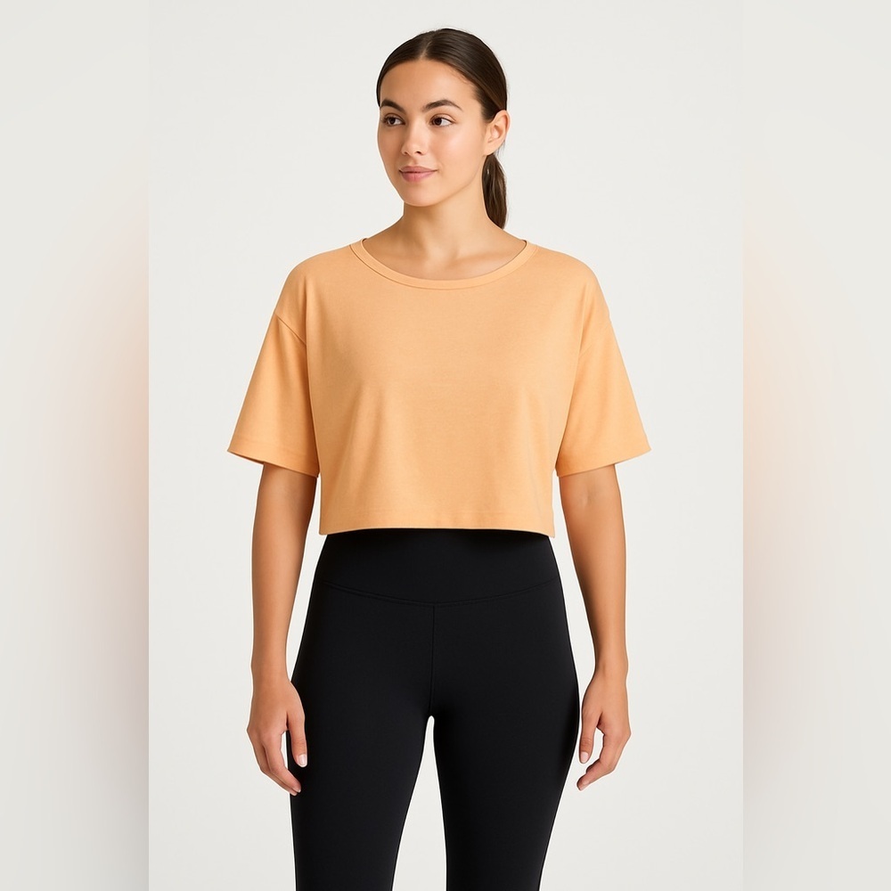 Zella Equilibrium Cocoon Crop Tee Orange‎ XL Athleisure Active Top EUC